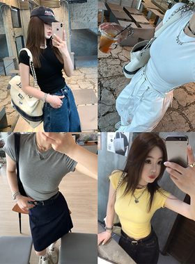 CHANGING REAL 囤货指南 本期bi入四色面膜T恤女修身显瘦内搭上衣