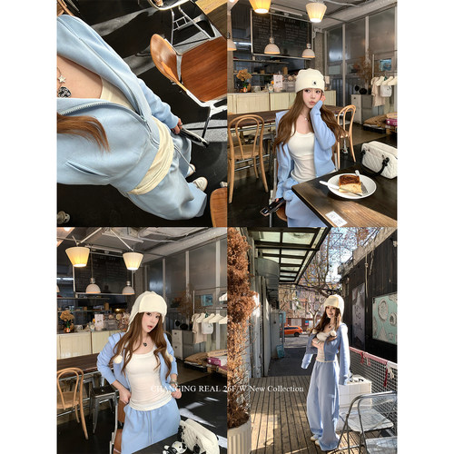 CHANGINGREAL蓝色运动卫衣套装