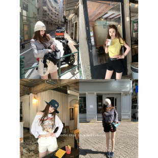 REAL 显瘦a字热裤 至简格调 高腰休闲薄款 老钱风黑白短裤 CHANGING