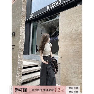 灰色百褶西装 圣马丁美术馆 裙垂感百搭质感半身裙 REAL CHANGING