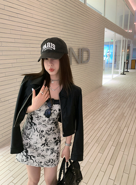 CHANGING REAL 纽约时报 黑色短皮衣复古时髦帅气休闲百搭外套女