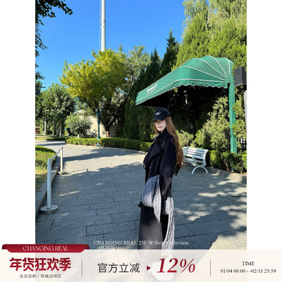 CHANGINGREAL黑色呢子大衣