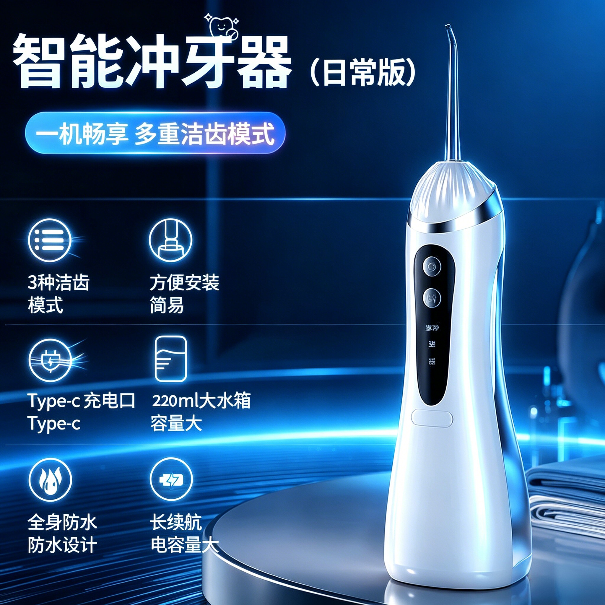 跨境电动冲牙器洁牙器便携式洗牙器口腔牙齿清洁机脉冲水牙器家用