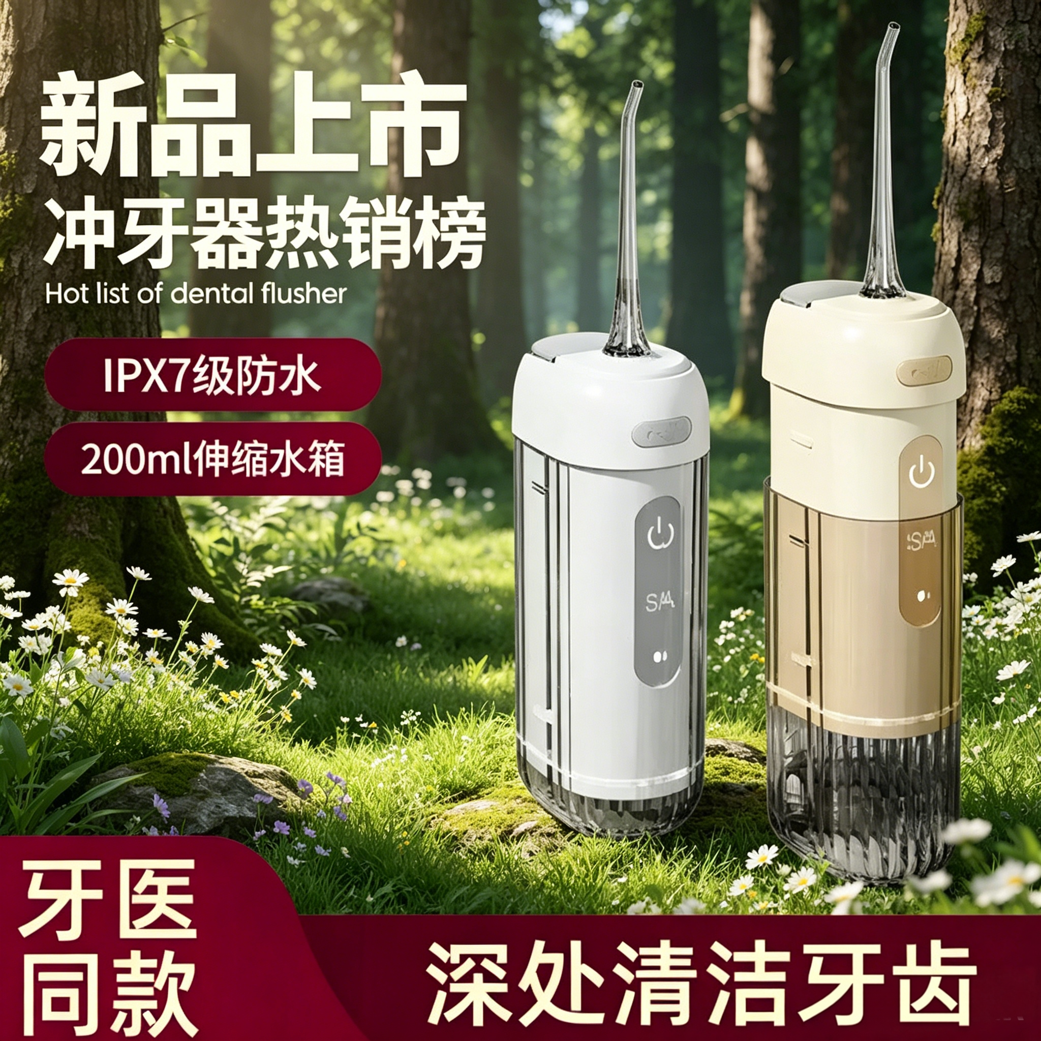 升级智能芯片冲牙器多档位调压 4 款喷头随身口袋式清洁牙缝残渣