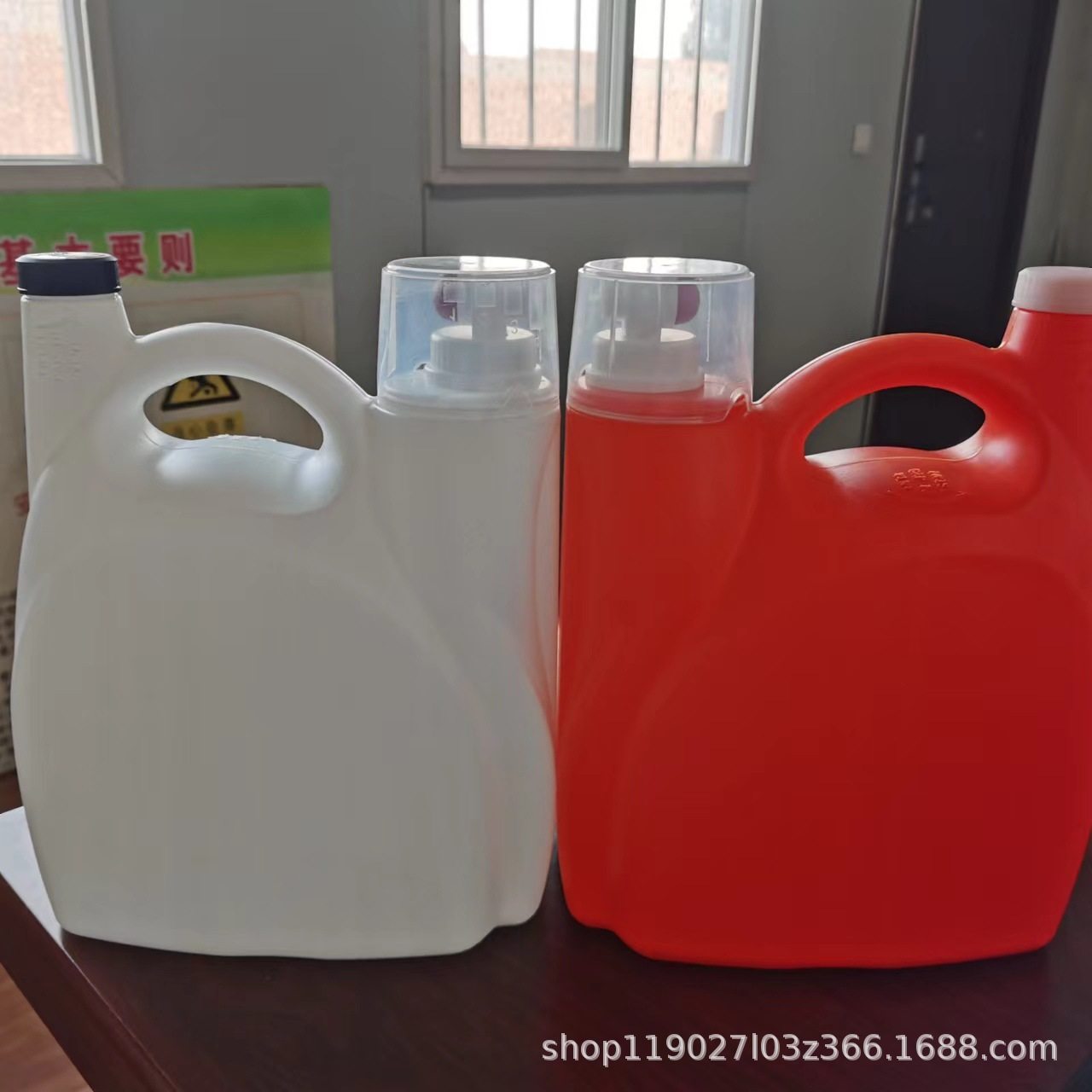 双口洗衣液瓶5l按压泵头加透明量杯日化洗衣液5公斤桶塑料瓶