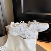 银色板鞋 芭蕾内增高德训阿甘鞋 蕾丝珍珠网面鞋 爆款 子女士2025新款