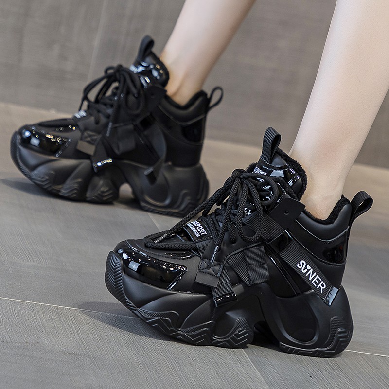 高帮老爹鞋女加绒2025年新款厚底