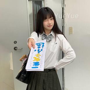 服女秋制日系校供感短袖 jk衬衫 角襟衬女竹夏清凉衣纤 IVS短袖 小竹