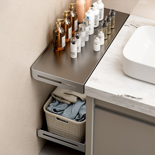 免打孔浴室镜前不锈钢整理收纳架