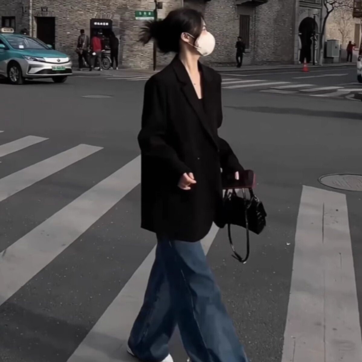 高级感黑色西装外套女2025年秋冬新款韩版宽松小个子西服套装上衣