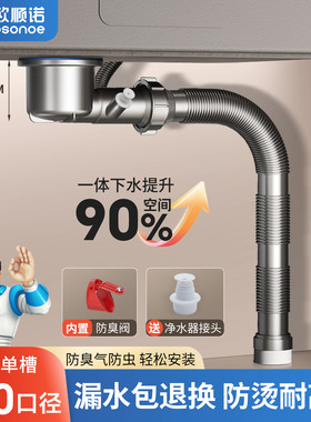 欧顺诺新款厨房下水管防臭套装