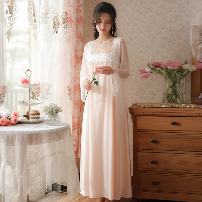 夏季女款古装宫廷睡裙女纯棉汉服性感古代中式古风国风睡衣夏长款