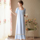 女士法式 长裙 超长长款 复古宫廷睡衣女纯棉睡裙加长脚踝女款 长袖