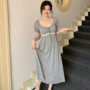 夏季法式女款带胸垫莫代尔睡裙女高级2026新款短袖性感睡衣收腰夏