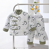 服 盘扣新中式 手工婴儿棉服宝宝纯棉花棉衣套装 男女童国风棉袄套装