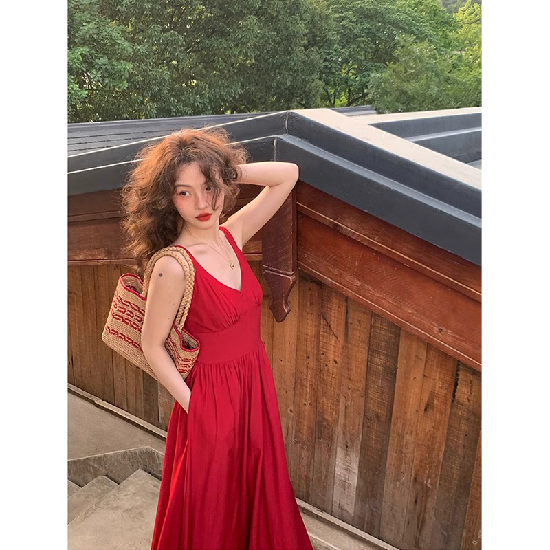 法式复古气质性感显瘦长裙