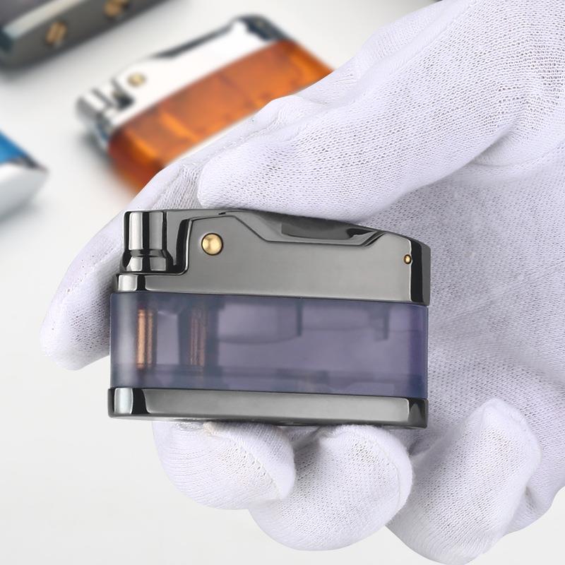 老式复古按压打火煤油打火机砂轮打火机多色透明油仓个性潮流货机