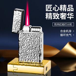 XF3709陨石坑直冲防风红火打火机机身双面浮雕循环充气跨境