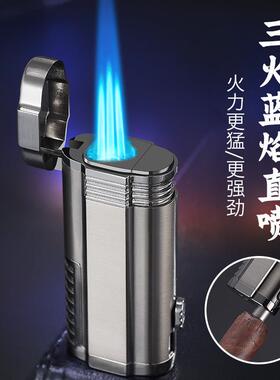 PL002三直冲雪茄打火机金属充气打火机带雪茄刀支持刻字定制logo