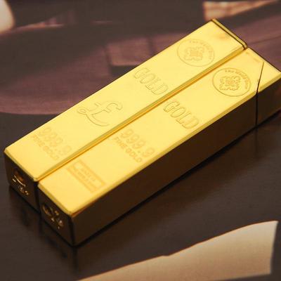 创意黄金条明火充气打火机全金属长条金块广告礼品打火机刻字logo