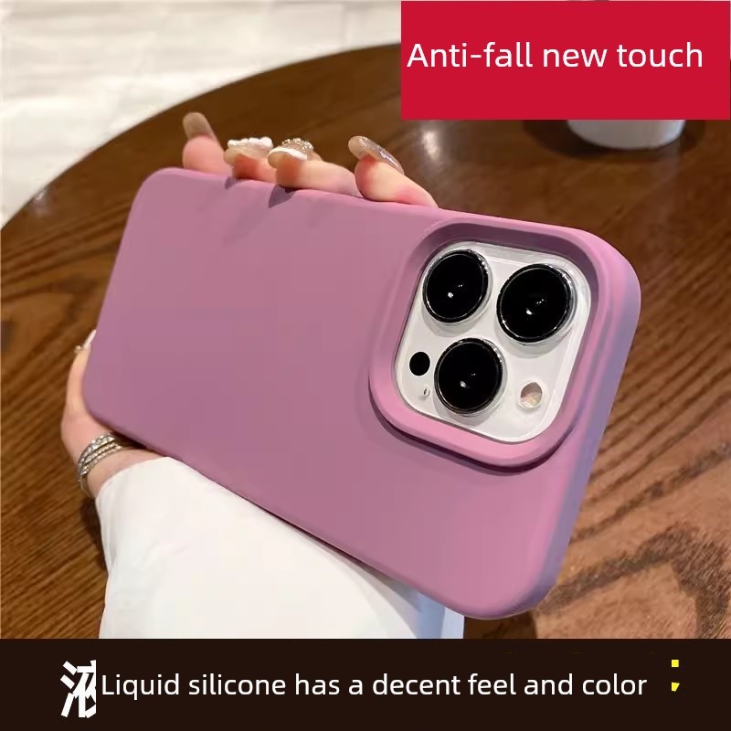 纯色液体硅胶苹果15Promax手机壳适用于iPhone 14磨砂保护套Normcore Style高端感13Plus全包防滑、防摔、防