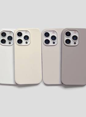 16e古董白15pro博主ins款浅灰色糯叽叽液态硅胶13mini适用11苹果14手机壳iPhone12mini保护套xs防摔壳se3
