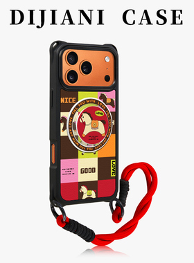 彩格小马适用苹果17promax手机壳马年皮纹iphone16pro新年小羊皮15pm挂绳斜挎14手腕新年款13红色背带17P磁吸