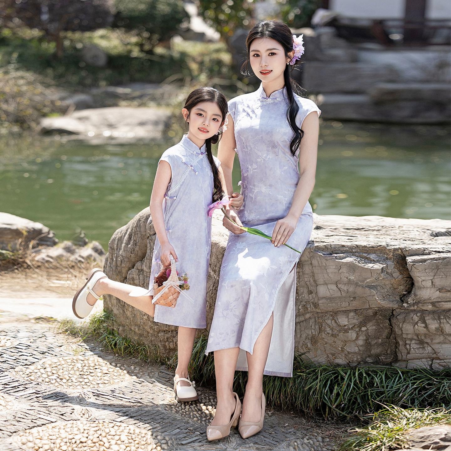紫色新中式旗袍裙女2026新款夏季民国风母女亲子装连衣裙复古显瘦