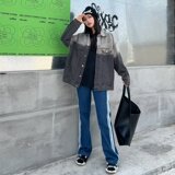 MC204-P68渐变色牛仔外套男女新款春季宽松韩版美式复古港风夹克，女装短外套，星座1611A
