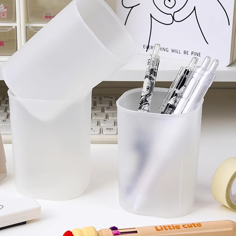 圆形磨砂笔筒桌面收纳筒笔桶