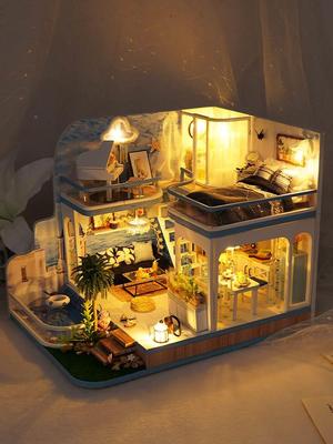 子小别墅真房组装模型屋diy小屋中国风阁楼迷你小房子模型仿真房