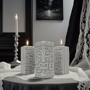 饕餮兽头兽面纹仿古香薰蜡烛硅胶模具茶宠扩香石家居摆件可定制