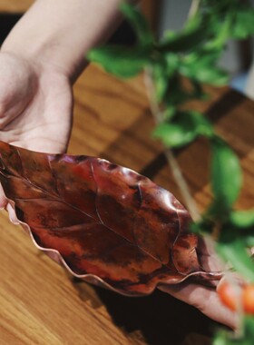 木兮堂 壶承菩提叶壶承 紫铜 纯手工锻打 茶周边配件