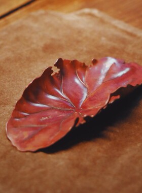 纯手工锻打《禅和》茶则 残荷创意紫铜茶则单件全手工把玩