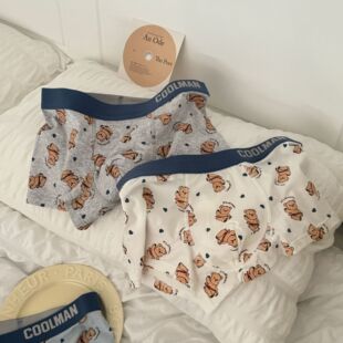 卡通男内裤 宽松舒适透气不勒纯棉四角裤 内裤 Happy可爱小熊男士