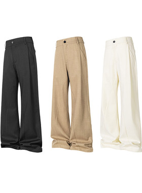 NICE LOOSE潮流新品青少年个性时尚大码男生新款美式微喇拼接西裤