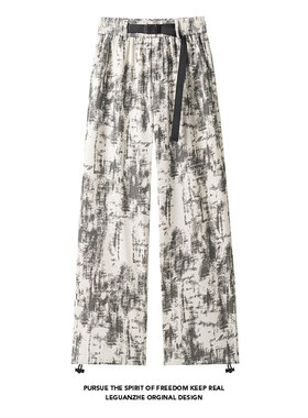 NICE LOOSE潮流新品青少年个性直筒休闲裤男生百搭灯芯绒印花长裤