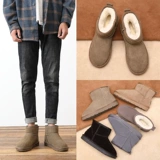 Флисовые удерживающие тепло короткие сапоги, зимние нескользящие туфли, из натуральной кожи