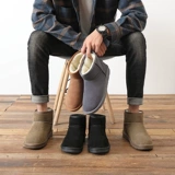 Флисовые удерживающие тепло короткие сапоги, зимние нескользящие туфли, из натуральной кожи