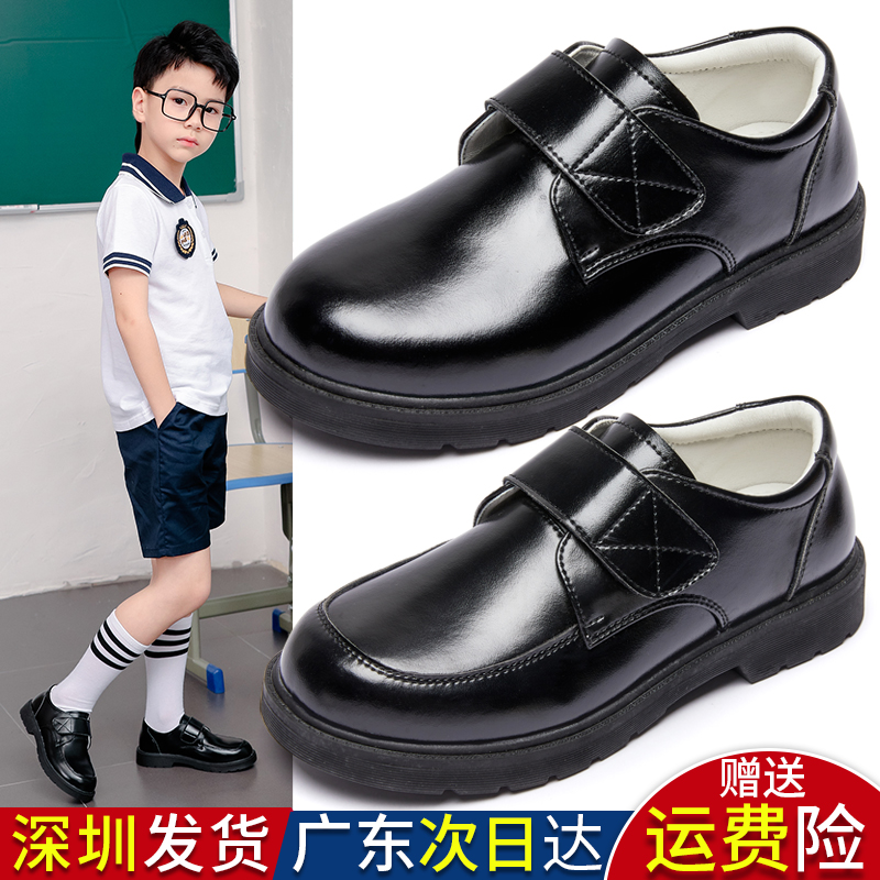 黑色软底小学生英伦风演出鞋