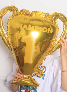金色毕业奖杯铝膜气球运动会庆功宴生日装饰活动拍照奖品道具贴纸