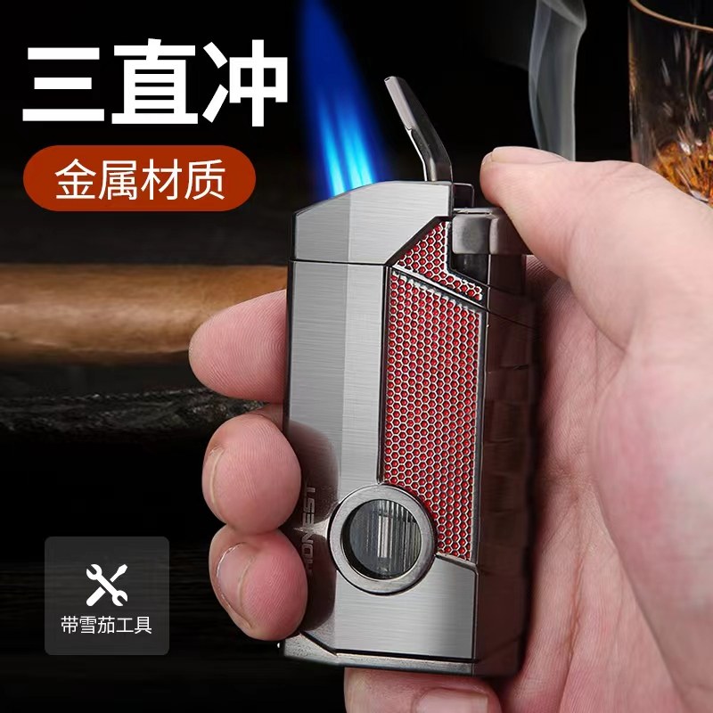 百诚商务高档三头直冲雪茄打火机