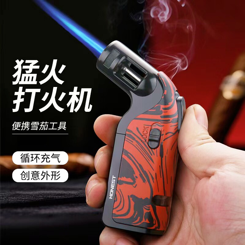 百诚新款弯头直冲雪茄喷枪打火机图片