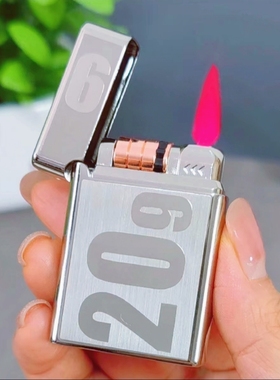 2099电子感应充气防风打火机创意前滚轮点火直冲网红高颜值男送礼