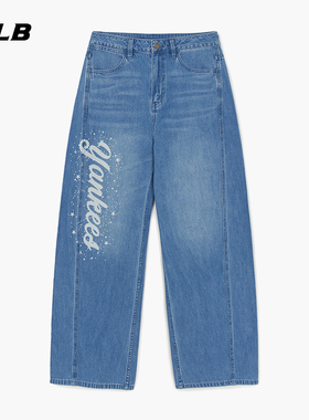 MLB官方 女款韩系宽松百搭复古印花弯刀牛仔裤26春季新款DPB31
