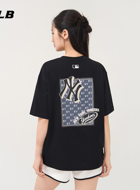 MLB官方 男女情侣印花短袖后背时尚宽松舒适T恤25夏季新款TSM21