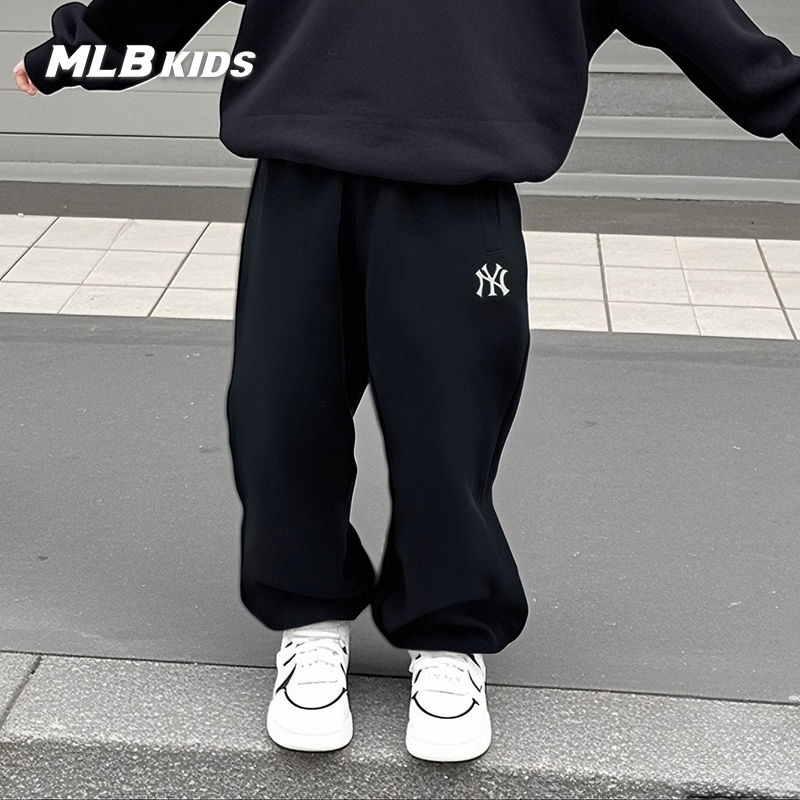 MLB儿童官方男女童精致出挑刺绣LOGO纯色潮流运动长裤25秋季新款