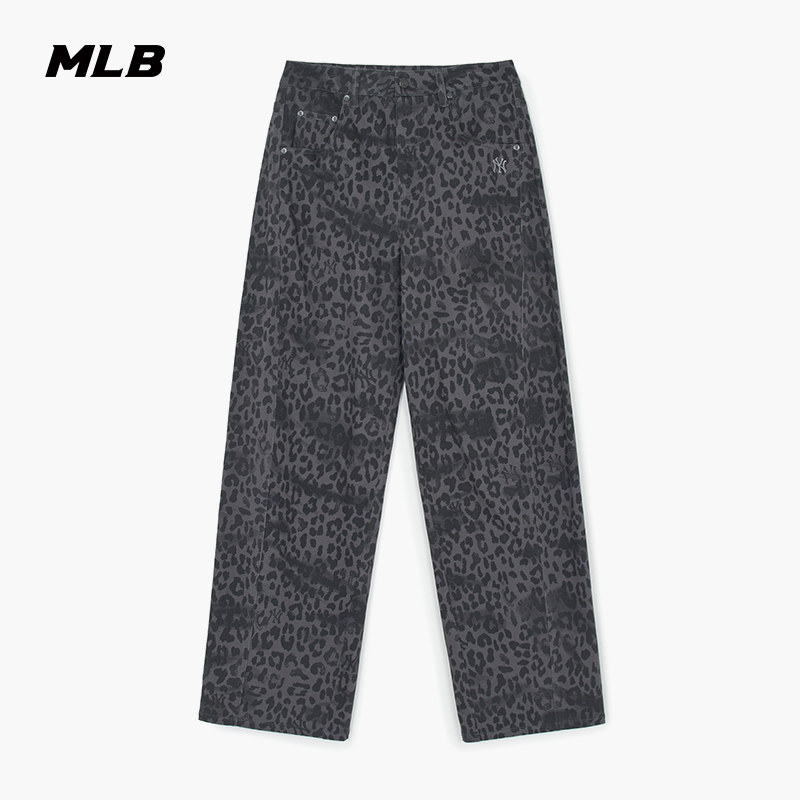 MLB官方 女款潮流豹纹复古百搭磨毛阔腿梭织长裤25秋冬新款WPB82,运动服/休闲服装,运动长裤,淘宝优惠券,粉丝福利购,淘宝优惠卷