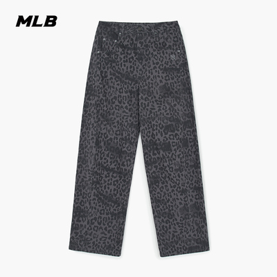 MLB官方 女款潮流豹纹复古百搭磨毛阔腿梭织长裤25秋冬新款WPB82
