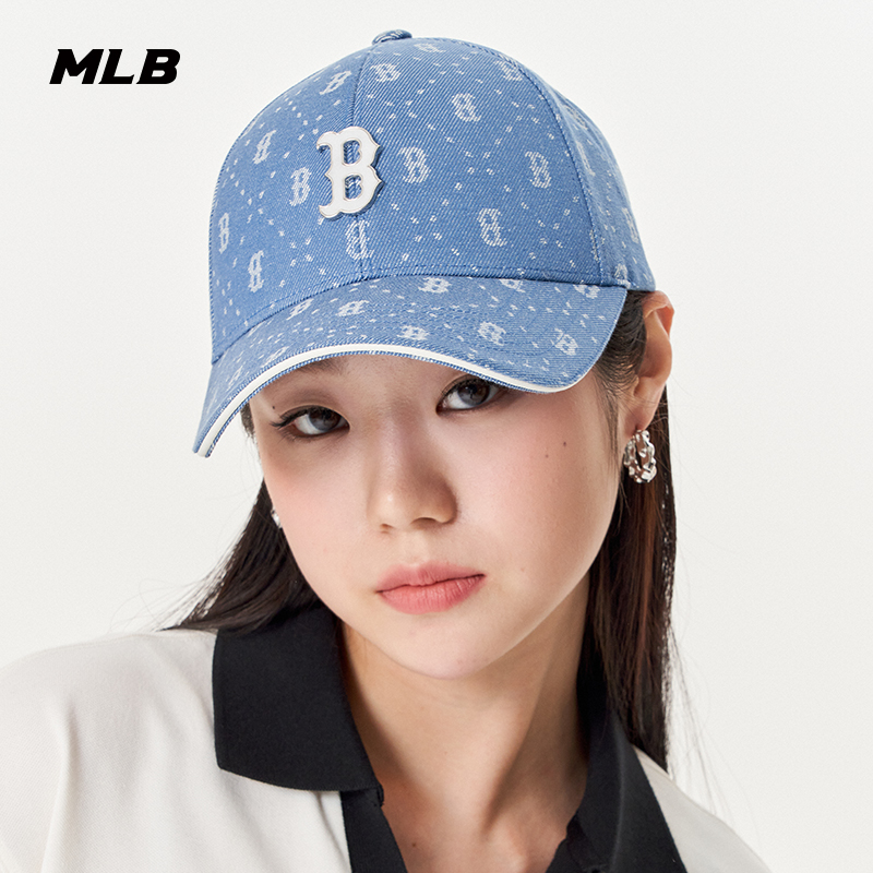 MLB官方 男女情侣复古老花遮阳运动硬顶棒球帽牛仔色23新款CPMD1